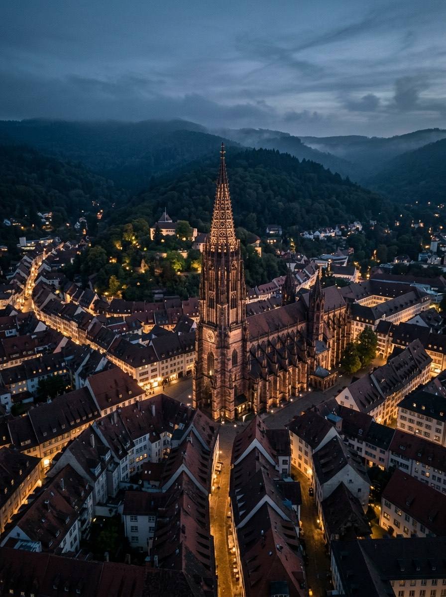Freiburg im Breisgau – Freiburger Münster bei Dämmerung