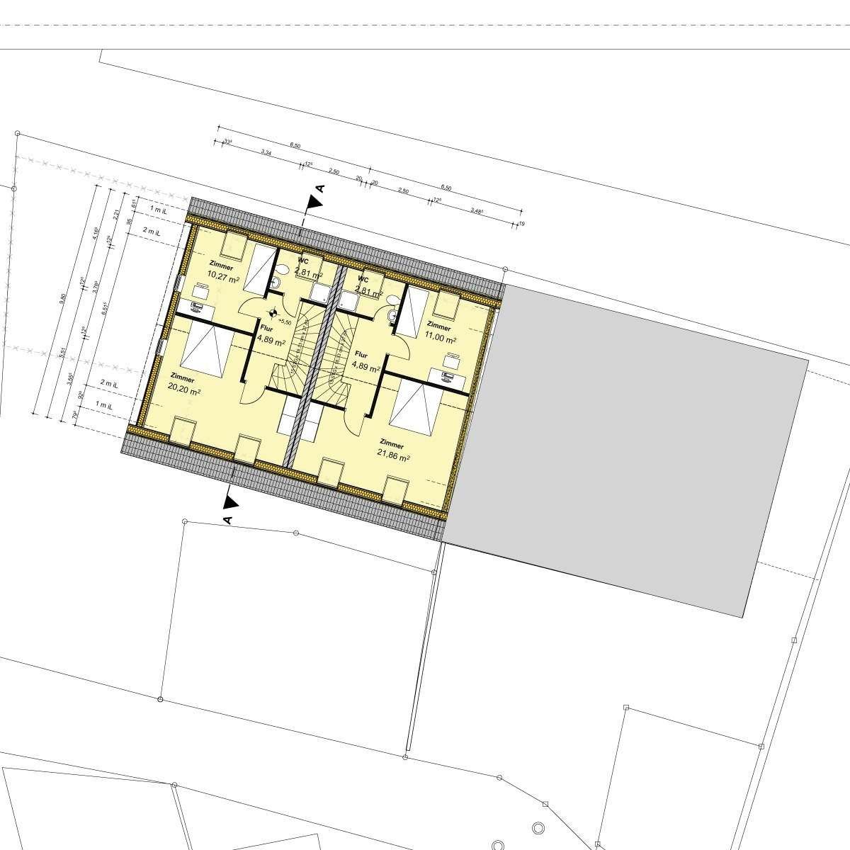 Grundriss 3: Bauplatz für ein modernes Reihenhaus im Ortskern von Freiburg-Waltershofen