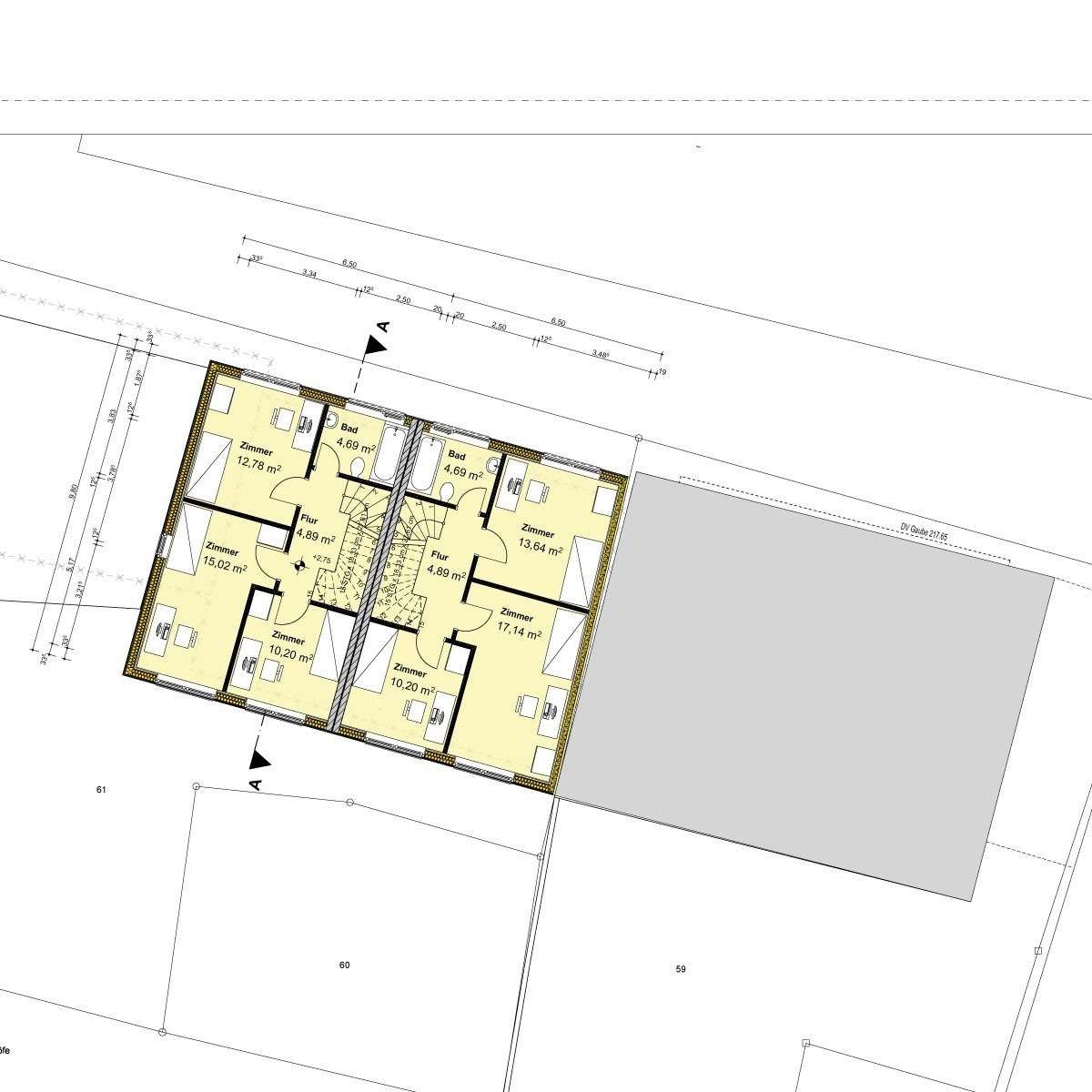 Grundriss 4: Bauplatz für ein modernes Reihenhaus im Ortskern von Freiburg-Waltershofen