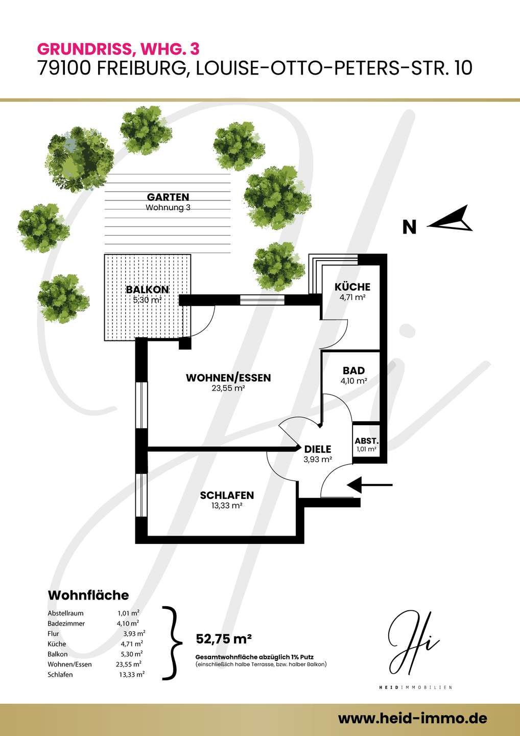 Grundriss 1: Attraktive 2-Zimmer-Wohnung im Vauban